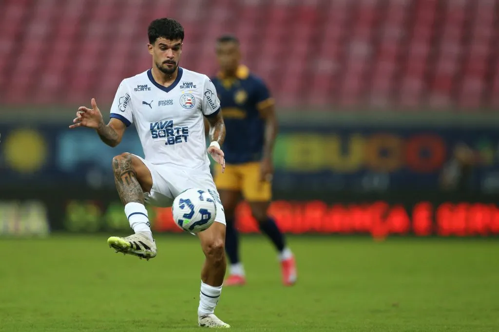 PE – RECIFE – 06/08/2025 – COPA DO BRASIL 2025, RETRO X BAHIA – Cauly jogador do Bahia durante a partida contra o Retro na Arena de Pernambuco, pela Copa do Brasil 2025. Foto: Marlon Costa/AGIF