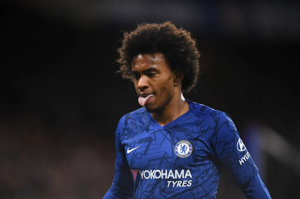 LONDON, ENGLAND – JANUARY 11: Willian of Chelsea in action during the Premier League match between Chelsea FC and Burnley FC at Stamford Bridge on January 11, 2020 in London, United Kingdom. (Photo by Mike Hewitt/Getty Images)