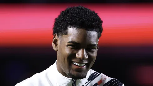Lucas Ferreira jogador do Sao Paulo antes da partida contra o Vitoria no estadio Morumbi pelo campeonato Brasileiro A 2025. Foto: Marcello Zambrana/AGIF