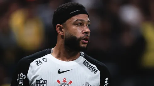 Memphis Depay jogador do Corinthians durante partida contra o Palmeiras no estádio Arena Corinthians pelo campeonato Brasileiro A 2025. Foto: Ettore Chiereguini/AGIF