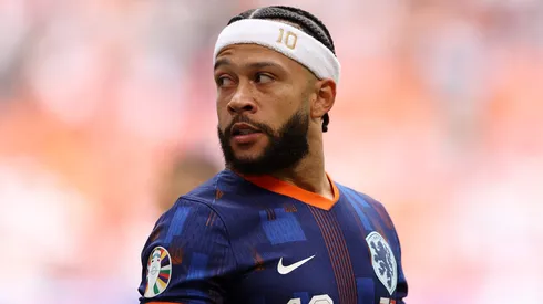Memphis Depay durante confronto contra a Polônia na Euro de 2024.