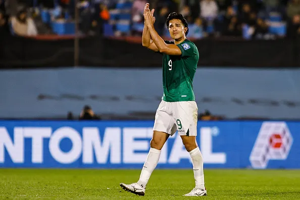 MONTEVIDEO, URUGUAY – NOVEMBER 21: Marcelo Martins Moreno of Bolivia gestures during the FIFA World Cup 2026 Qualifier match between Uruguay and Bolivia at Centenario Stadium on November 21, 2023 in Montevideo, Uruguay. (Photo by Ernesto Ryan/Getty Images)