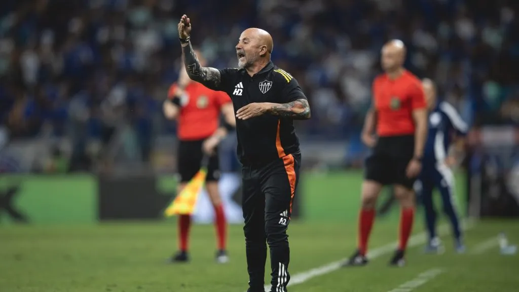 Sampaoli em sua reestreia pelo Galo. Foto: Pedro Souza / Atlético