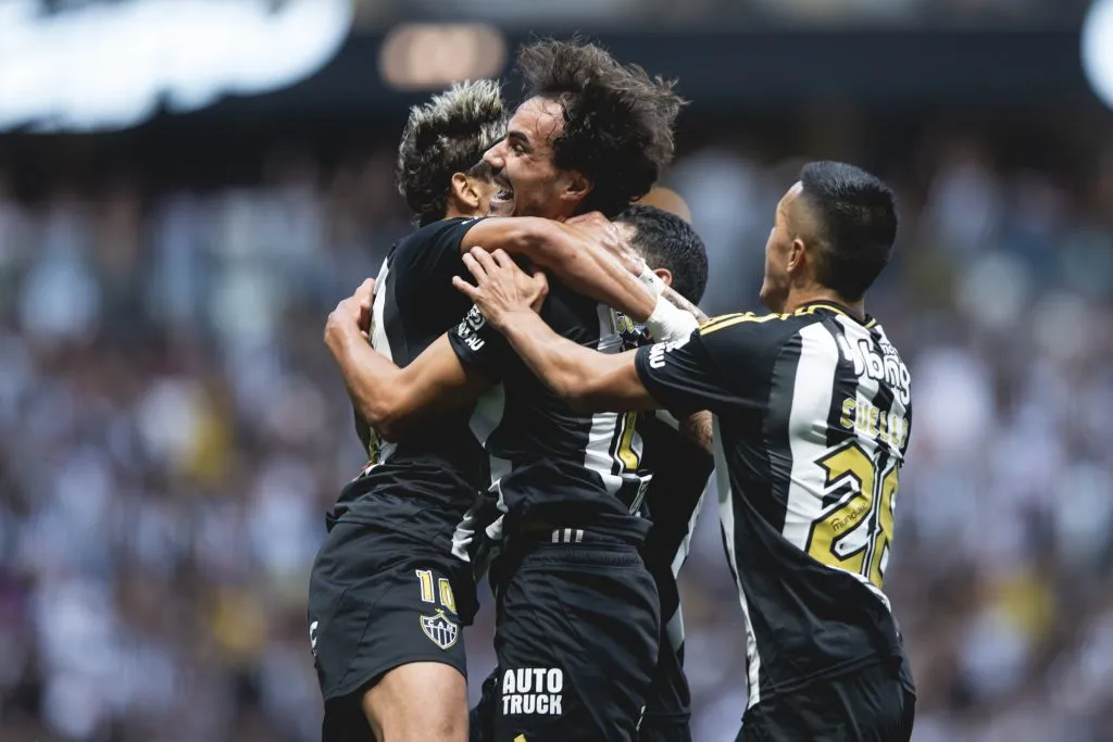 Igor Gomes comemorando o gol sobre o Santos. Foto: Pedro Souza / Atlético