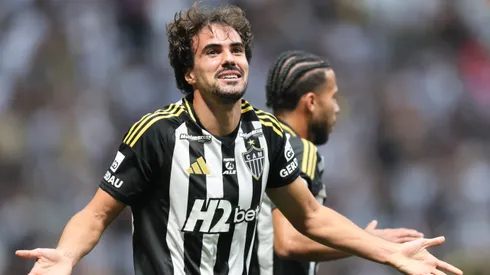 MG – BELO HORIZONTE – 14/09/2025 – BRASILEIRO A 2025, ATLETICO-MG X SANTOS – Igor Gomes jogador do Atletico-MG comemora seu gol durante partida contra o Santos no estadio Arena MRV pelo campeonato Brasileiro A 2025. Foto: Gilson Lobo/AGIF