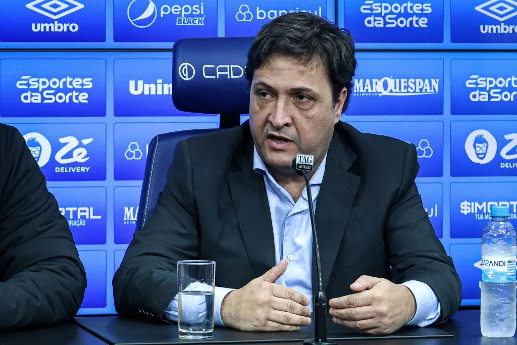 RS – PORTO ALEGRE – 29/06/2023 – GREMIO, COLETIVA DO PRESIDENTE ALBERTO GUERRA – Alberto Guerra presidente do Gremio durante em coletiva de imprensa realizada no CT Luiz Carvalho. Foto: Maxi Franzoi/AGIF