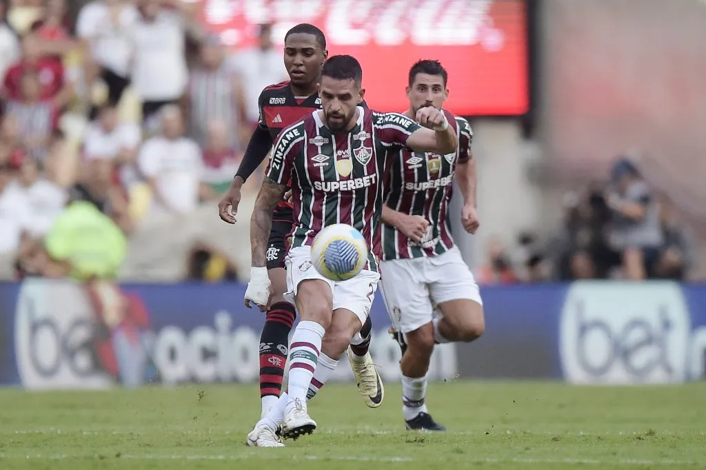 Renato Augusto jogador do Fluminense durante partida contra o Flamengo no estadio Maracana pelo campeonato Brasileiro A 2024. Foto: Alexandre Loureiro/AGIF