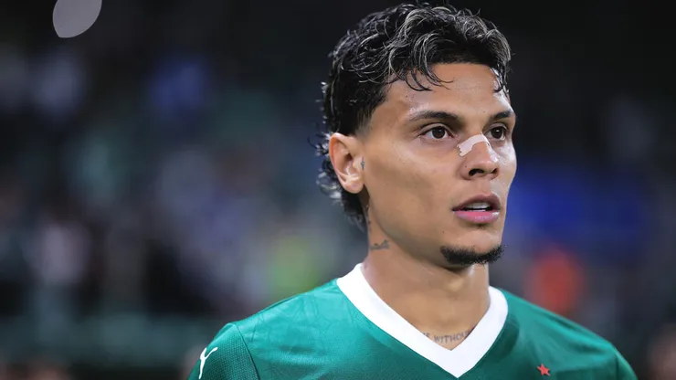 Richard Rios jogador do Palmeiras durante partida contra o Mirassol no estadio Arena Allianz Parque pelo campeonato Brasileiro A 2025.