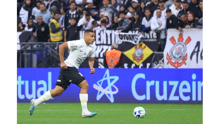 SP - SAO PAULO - 13/08/2023 - BRASILEIRO A 2023, CORINTHIANS X CORITIBA - Murillo jogador do Corinthians durante partida contra o Coritiba no estadio Arena Corinthians pelo campeonato Brasileiro A 2023. Foto: Marcello Zambrana/AGIF