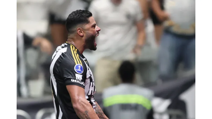 MG - BELO HORIZONTE - 14/08/2025 - COPA SUL-AMERICANA 2025, ATLETICO-MG X GODOY CRUZ - Hulk jogador do Atletico-MG comemora seu gol durante partida contra o Godoy Cruz no estadio Arena MRV pelo campeonato Copa Sul-americana 2025. Foto: Gilson Lobo/AGIF