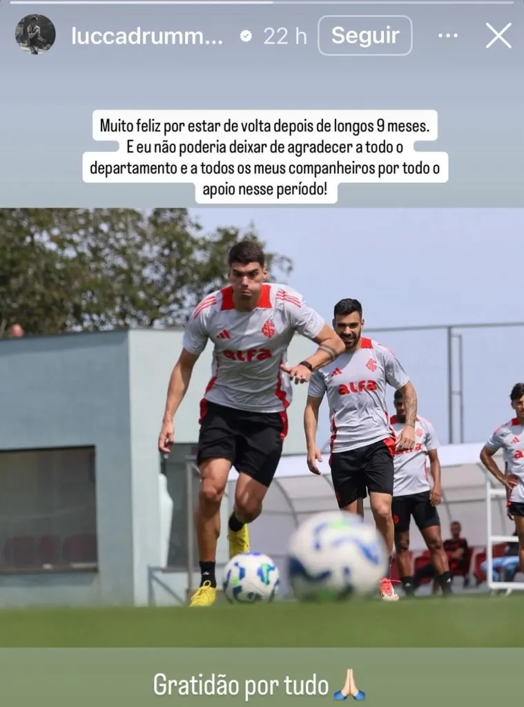 Publicação de Lucca Drummond nos storys do Instagram; Foto: Reprodução/Instagram