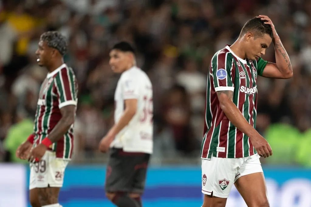 Thiago Silva jogador do Fluminense lamenta durante partida contra o Lanus no estadio Maracana pelo campeonato Copa Sul-americana 2025. Foto: Jorge Rodrigues/AGIF