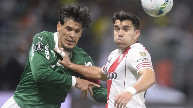 Gustavo Gomez jogador do Palmeiras durante partida contra o River Plate no estadio Arena Allianz Parque pelo campeonato Copa Libertadores 2025. Foto: Alan Morici/AGIF