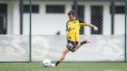Bernard em treino do Atlético-MG. Foto: Pedro Souza/Atlético