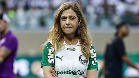 Leila Pereira presidente do Palmeiras antes da partida contra o Corinthians no estadio Arena Barueri pelo campeonato Brasileiro A 2025. Foto: Fabio Giannelli/AGIF