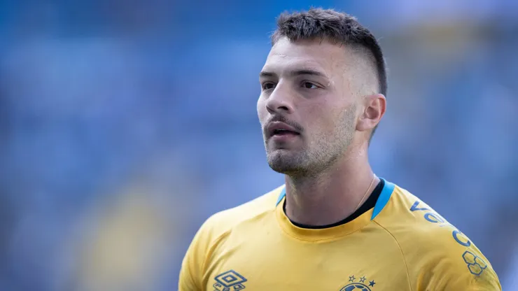 Gabriel Grando jogador do Gremio durante partida contra o Mirassol no estadio Arena do Gremio pelo campeonato Brasileiro A 2025.