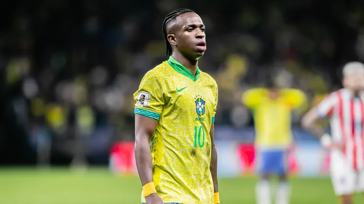 Vinicius Jr jogador do Selecao Brasileira durante partida contra o Paraguai no estadio Arena Corinthians pelo campeonato Eliminatorias Copa Do Mundo 2026. Foto: Fernando Teramatsu/AGIF