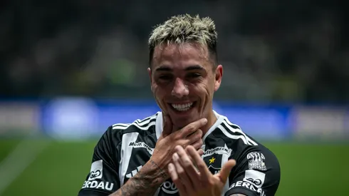 MG – BELO HORIZONTE – 07/08/2024 – COPA DO BRASIL 2024, ATLETICO-MG X CRB -Saravia jogador do Atletico-MG comemora seu gol durante partida contra o CRB no estadio Arena MRV pelo campeonato Copa Do Brasil 2024. Foto: Fernando Moreno/AGIF