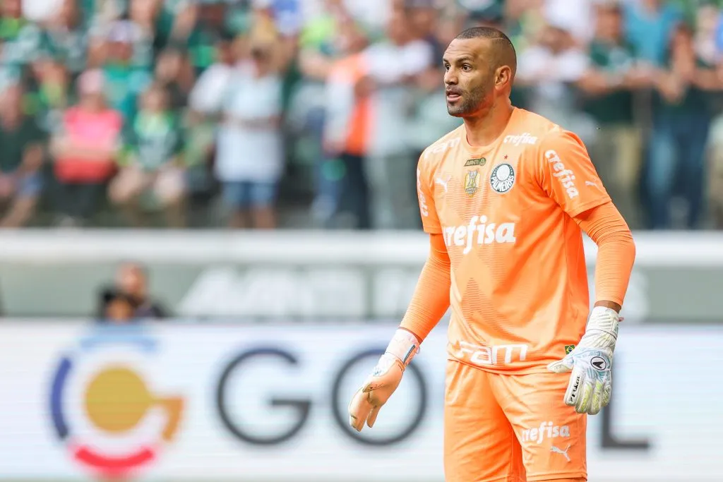 SP – SAO PAULO – 22/07/2023 – BRASILEIRO A 2023, PALMEIRAS X FORTALEZA – Weverton goleiro do Palmeiras durante partida contra o Fortaleza no estadio Arena Allianz Parque pelo campeonato Brasileiro A 2023. Foto: Marcello Zambrana/AGIF
