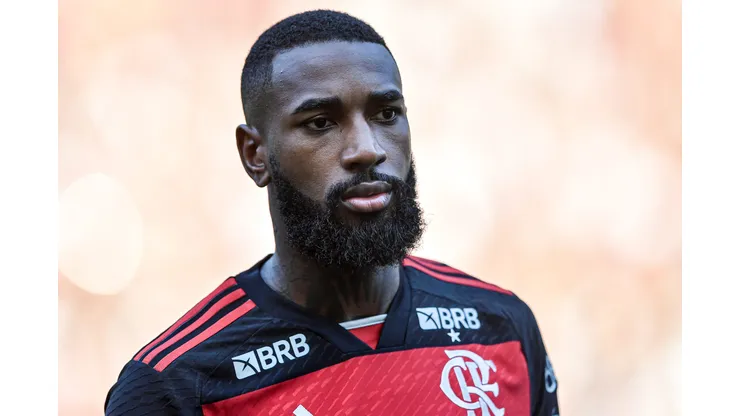 Gerson jogador do Flamengo durante partida contra o Atletico-GO no estadio Maracana pelo campeonato Brasileiro A 2024.