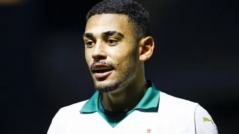 Riquelme Fillipi jogador do Palmeiras comemora seu gol durante partida contra o Osasco Audax no estádio Arena Barueri pelo campeonato Copa São Paulo 2025. Foto: Marco Miatelo/AGIF