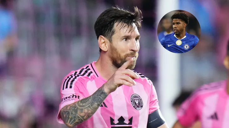 Lionel Messi pelo Inter Miami (Photo by Rich Storry/Getty Images) | Andrey Santos pelo Chelsea. Foto: (Photo by Alex Grimm/Getty Images)