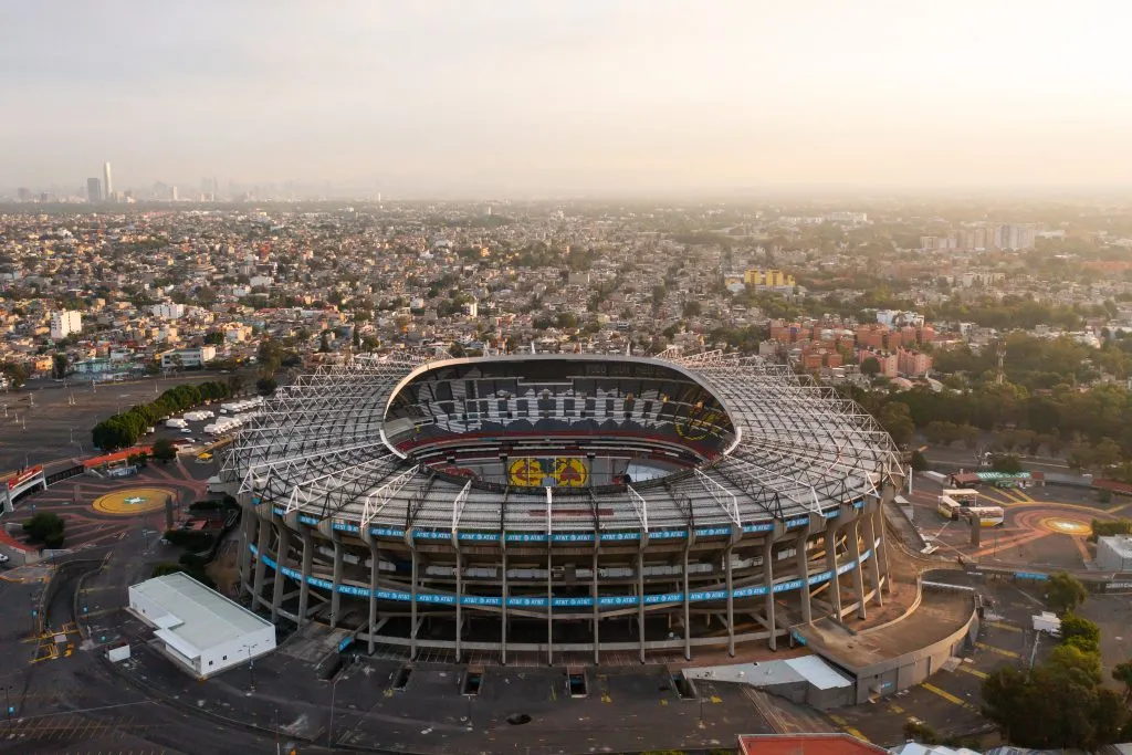 MEXICO CITY, MEXICO – JUNE 17: Aerial view of Azteca Stadium on June 17, 2022 in Mexico City, Mexico. Mexico will host the 2026 FIFA World Cup sharing the organization with Canada and the USA. It will be the first time that three countries host football’s most important international tournament. The stadiums selected are Akron in Guadalajara, Azteca in Mexico City and BBVA in Monterrey. Mexico will be the host country for the third time (1970, 1986 and 2026). (Photo by Hector Vivas/Getty Images)