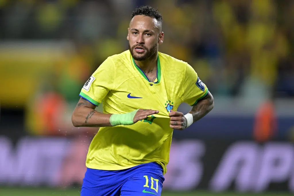 Neymar comemora gol marcado pela Seleção Brasileira. (Photo by Pedro Vilela/Getty Images)
