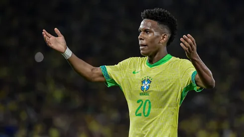 Estevao jogador do Brasil comemora seu gol durante partida contra o Chile no estadio Maracana pelo campeonato Eliminatorias Copa Do Mundo 2026. Foto: Thiago Ribeiro/AGIF