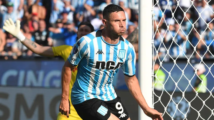 Adrián Martínez of Racing Club celebrates after scoring the team's second goal during the Copa CONMEBOL Sudamericana 2024 Final between Racing Club and Cruzeiro at Estadio General Pablo Rojas - La Nueva Olla on November 23, 2024 in Asuncion, Paraguay.