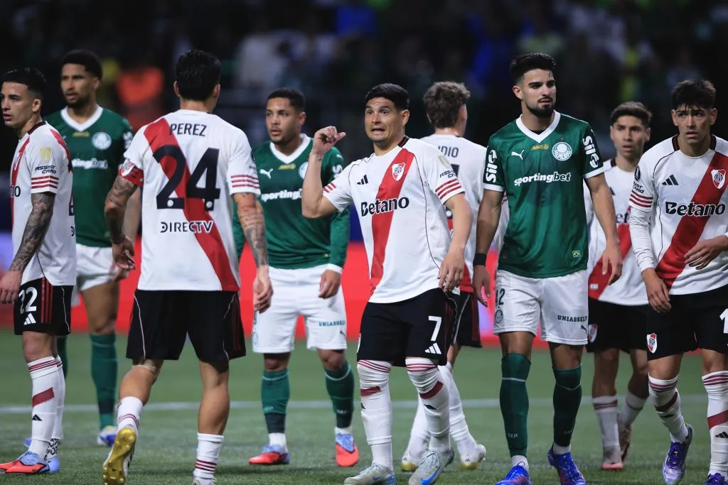 Salas jogador do River Plate durante partida contra o Palmeiras no estadio Arena Allianz Parque pelo campeonato Copa Libertadores 2025. Foto: Ettore Chiereguini/AGIF