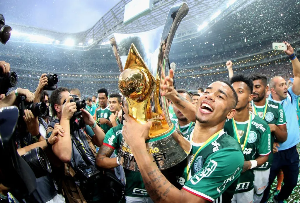 Gabriel Jesus comemora titulo Brasileiro pelo Palmeiras.  (Photo by Friedemann Vogel/Getty Images)