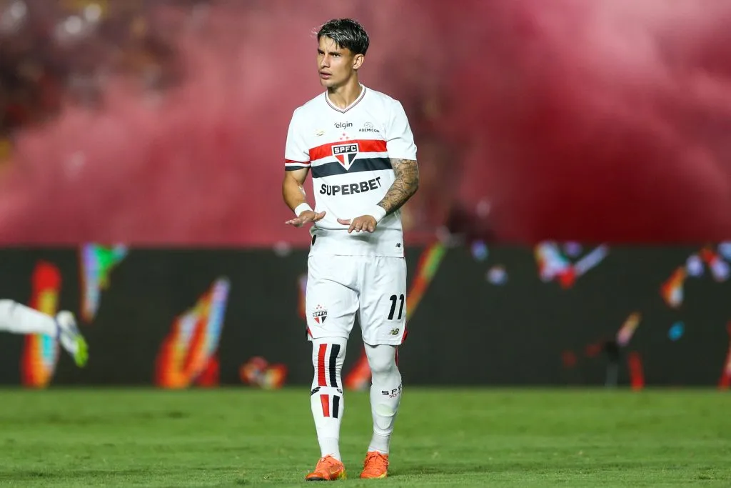 PE – RECIFE – 16/08/2025 – BRASILEIRO A 2025, SPORT X SAO PAULO – Ferreirinha jogador do Sao Paulo durante a partida entre Sport e Sao Paulo na Ilha do Retiro em Recife (PE), pelo Campeonato Brasileiro da Serie A 2025. Foto: Marlon Costa/AGIF