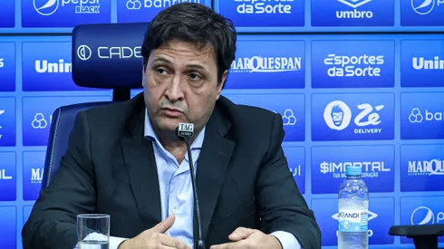 Alberto Guerra presidente do Gremio durante em coletiva de imprensa realizada no CT Luiz Carvalho.