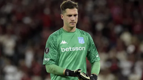 Facundo Cambeses of Racing Club reacts during the Copa CONMEBOL Libertadores 2025 first-leg semi-final match between Flamengo and Racing Club at Maracana Stadium on October 22, 2025 in Rio de Janeiro, Brazil.