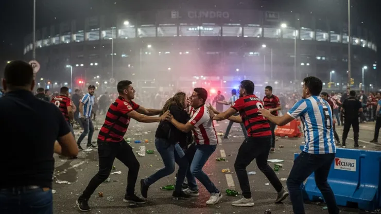 Conflito entre torcedores. Foto: Imagem gerada através de IA