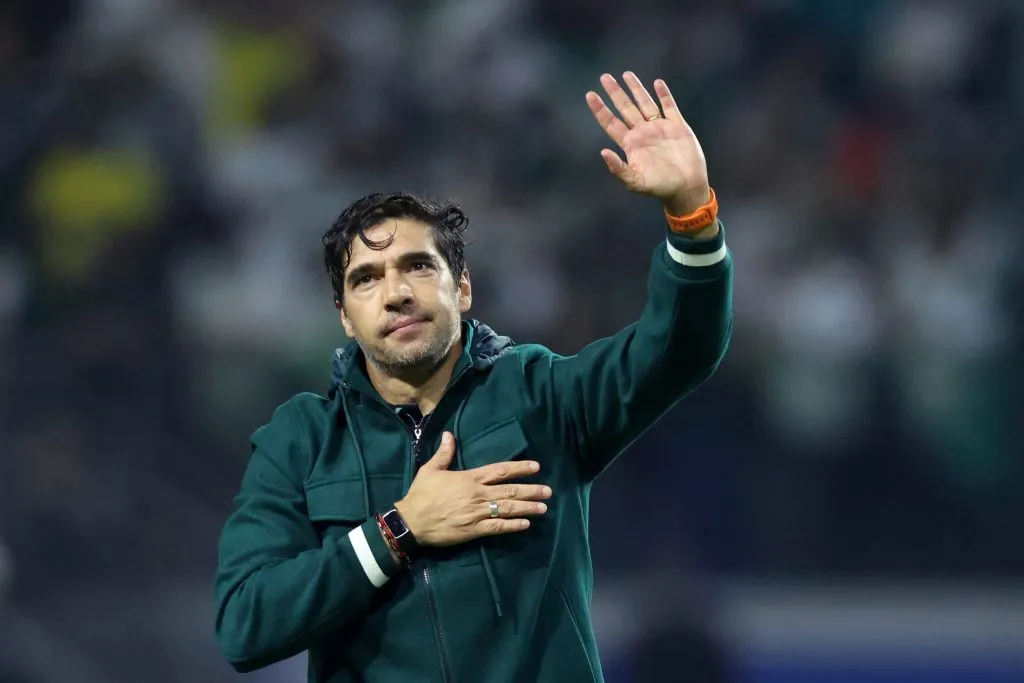 SAO PAULO, BRAZIL – OCTOBER 30: Abel Ferreira, Head Coach of Palmeiras, celebrates after winning and advancing to the final following the Copa CONMEBOL Libertadores 2025 semi-final second leg match between Palmeiras and LDU Quito at Allianz Parque on October 30, 2025 in Sao Paulo, Brazil. (Photo by Alexandre Schneider/Getty Images)