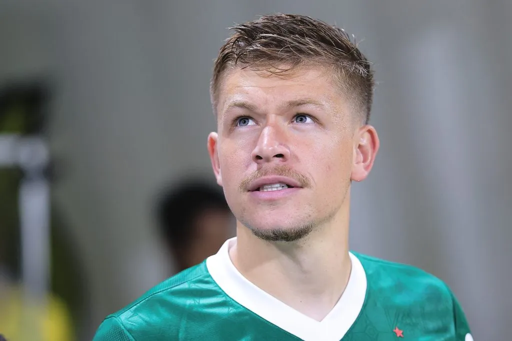 SP – SAO PAULO – 16/07/2025 – BRASILEIRO A 2025, PALMEIRAS X MIRASSOL – Bruno Fuchs jogador do Palmeiras durante partida contra o Mirassol no estadio Arena Allianz Parque pelo campeonato Brasileiro A 2025. Foto: Ettore Chiereguini/AGIF