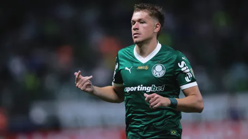 Bruno Fuchs jogador do Palmeiras durante partida contra o Cerro Porteno no estadio Arena Allianz Parque pelo campeonato Copa Libertadores 2025.