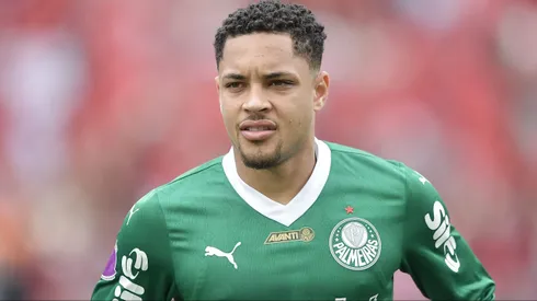 Vitor Roque jogador do Palmeiras durante partida contra o Flamengo no estadio Maracana pelo campeonato Brasileiro A 2025. Foto: Thiago Ribeiro/AGIF