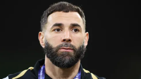 Karim Benzema of Al Ittihad looks on prior the Saudi Pro League match between Al Raed an Al Ittihad at King Abduallah bin Abduaziz Sport City on May 15, 2025 in Buraydah, Saudi Arabia.