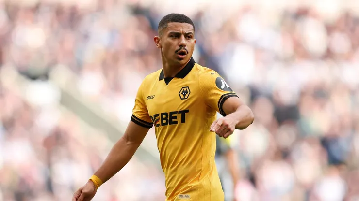 NEWCASTLE UPON TYNE, ENGLAND - SEPTEMBER 13: Andre of Wolverhampton Wanderers reacts during the Premier League match between Newcastle United and Wolverhampton Wanderers at St James' Park on September 13, 2025 in Newcastle upon Tyne, England. (Photo by Matt McNulty/Getty Images)
