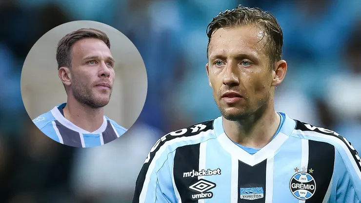 Montagem com Lucas Leiva e Arthur, do Grêmio. Fotos: Pedro H. Tesch e Liamara Polli/AGIF