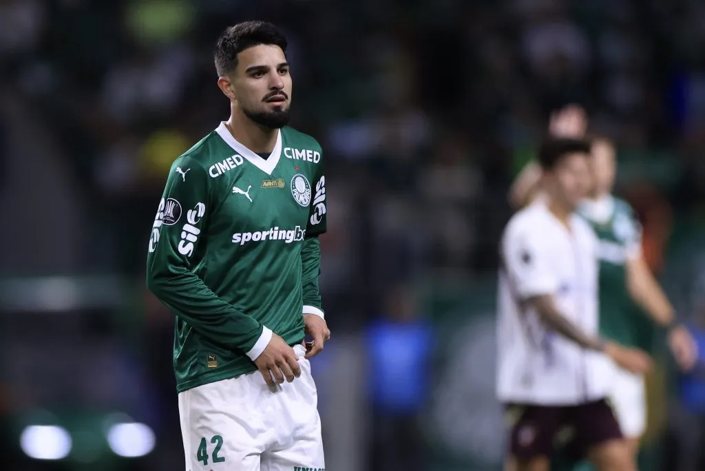 Flaco Lopez jogador do Palmeiras durante partida contra o LDU no Allianz Parque pelo campeonato Copa Libertadores 2025. Foto: Marcello Zambrana/AGIF