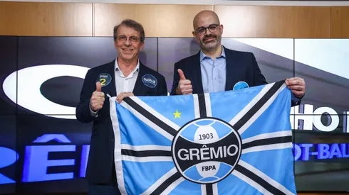 Odorico Roman e Paulo Caleffi, candidatos a presidência do Grêmio. Foto: Lucas Uebel/Grêmio FBPA