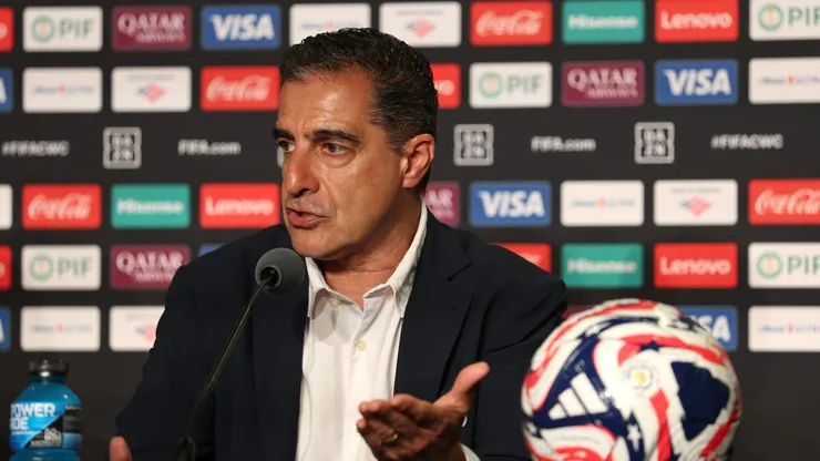 PASADENA, CALIFORNIA - JUNE 18: Botafogo head coach Renato Paiva faces the media during the Press Conference ahead of their FIFA Club World Cup 2025 match against Paris Saint Germain at Rose Bowl Stadium on June 18, 2025 in Pasadena, California. (Photo by Stu Forster/Getty Images)