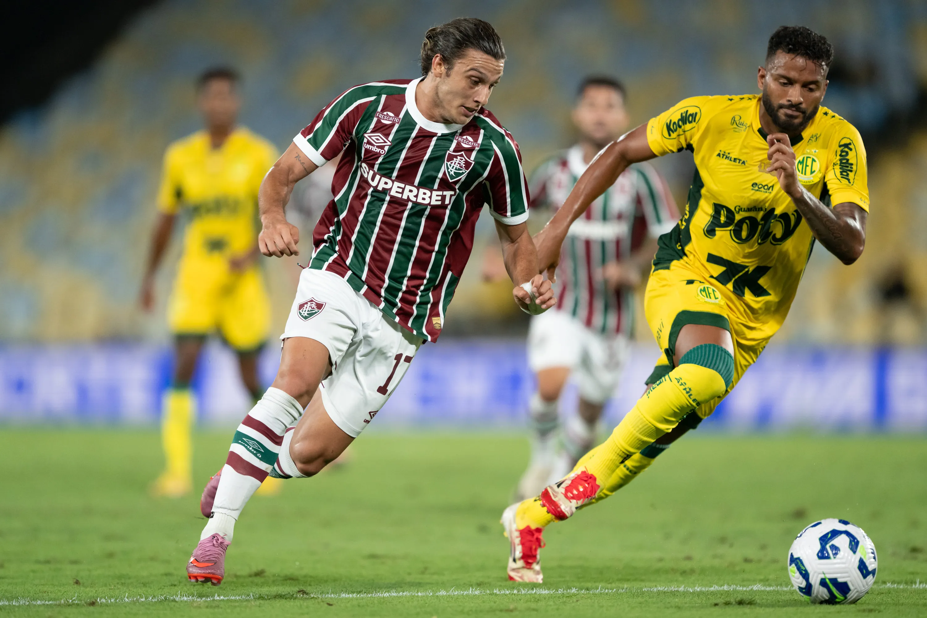 Reinaldo em campo pelo Mirassol contra o Fluminense. Foto: Jorge Rodrigues/AGIF