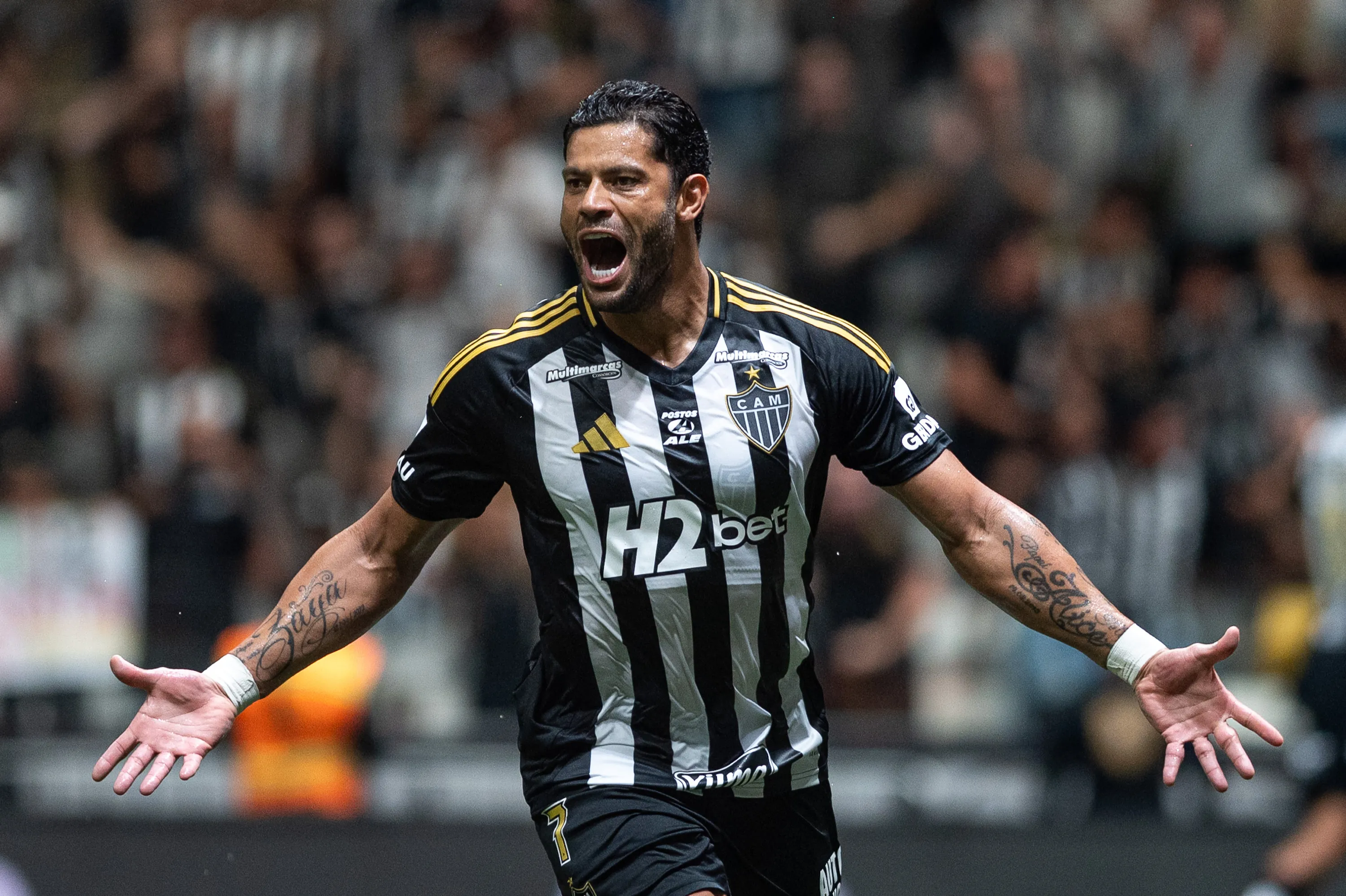 MG – BELO HORIZONTE – 05/11/2025 – BRASILEIRO A 2025, ATLETICO-MG X BAHIA – Hulk jogador do Atletico-MG comemora seu gol durante partida contra o Bahia no estadio Arena MRV pelo campeonato Brasileiro A 2025. Foto: Alessandra Torres/AGIF