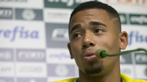 Atacante Gabriel Jesus durante coletiva de imprensa do Palmeiras no CT Academia de Futebol – Barra Funda.