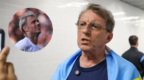 Montagem com Odorico Roman, presidente do Grêmio, e Roger Guedes. Fotos: ANGELO PIERETTI/GRÊMIO FBPA e Ettore Chiereguini/AGIF